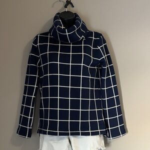 J. Crew Navy and White Turtleneck Sweater